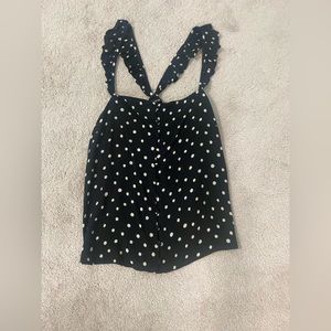 Madewell Black Top with Buttons and White Polka Dots Size 4